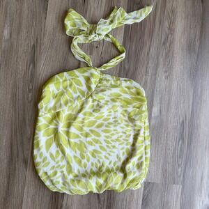 Y2K Charlotte Russe Lime Green White Leaf Print Halter Bubble Top Small T21862